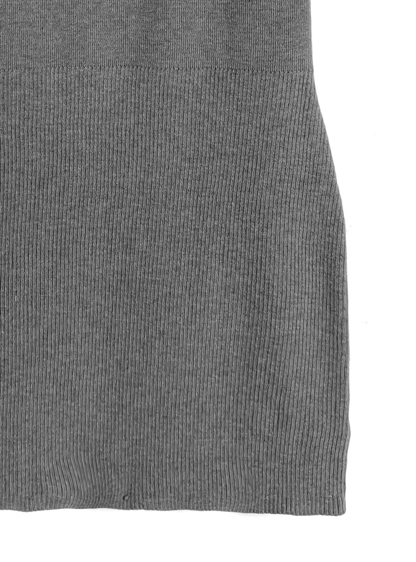 配色ハーフジップリブニットミニワンピース