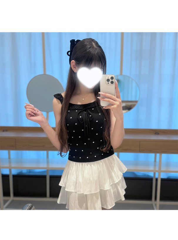 2Wayドット柄ニットトップス