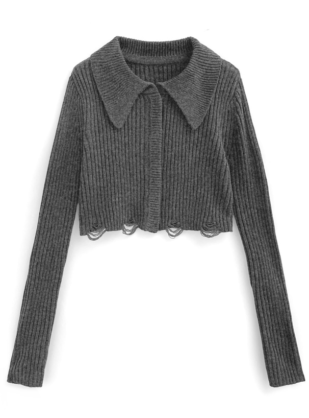 てぃーち　　カーディガン　ウール　グレー Perfect Suit FActory カーディガン バイカラー ニット