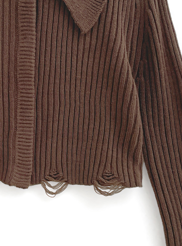 ダメージショート丈ニットカーディガン[lt62] | レディース