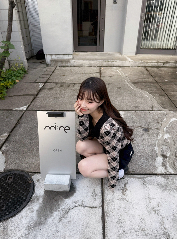 アーガイル柄パワショルニットトップス