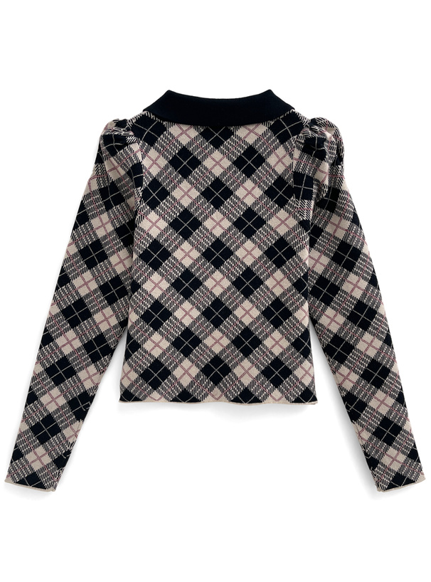 アーガイル柄パワショルニットトップス