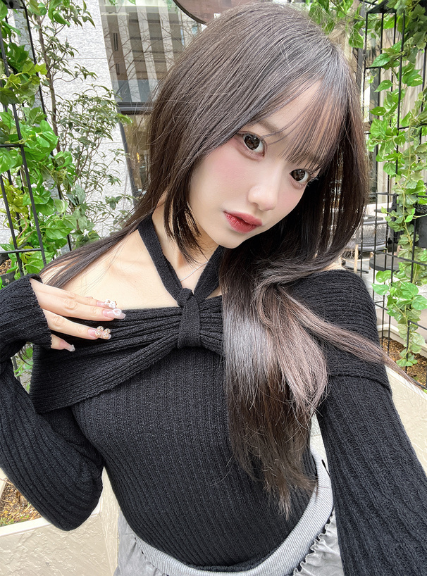 2wayオフショルリボンニット