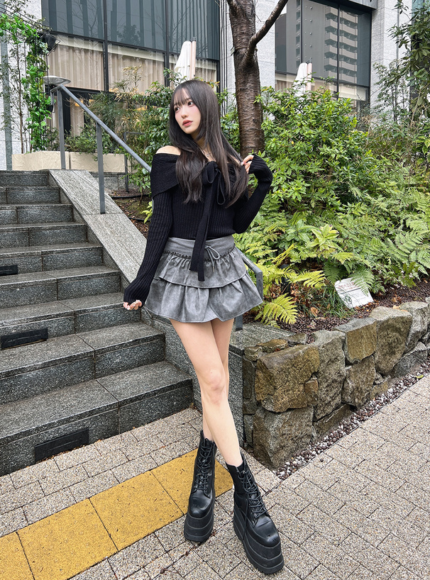 2wayオフショルリボンニット