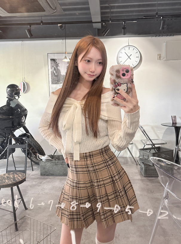 2wayオフショルリボンニット