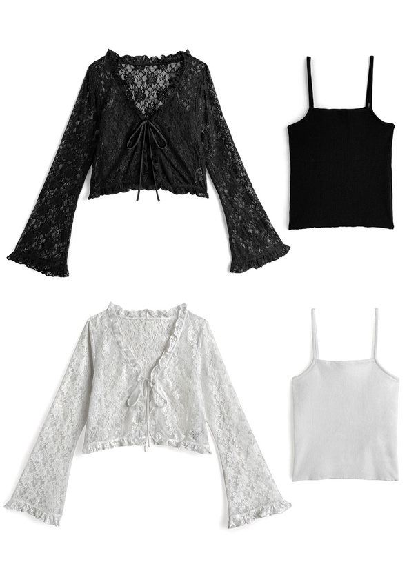 レースボレロ×ニットキャミアンサンブル