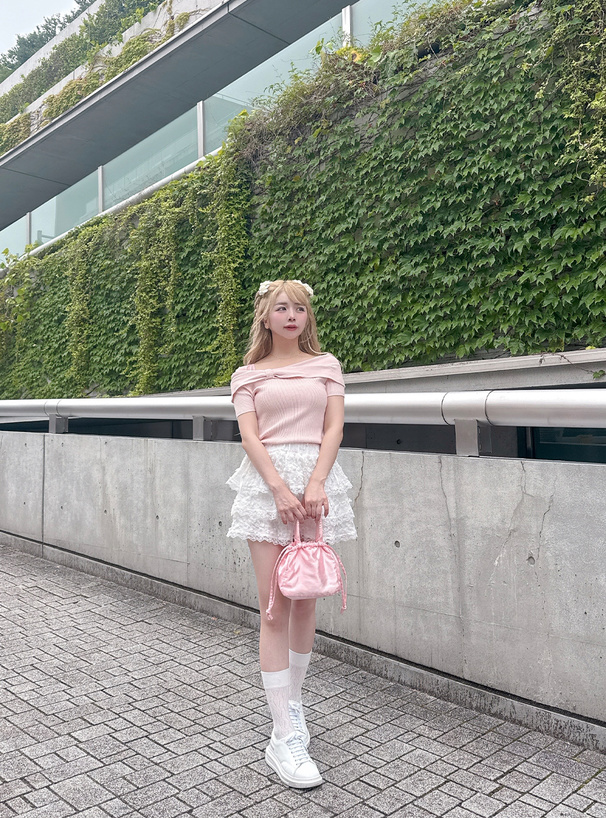 オフショルダーリボンリブニットトップス[lt84] | レディース