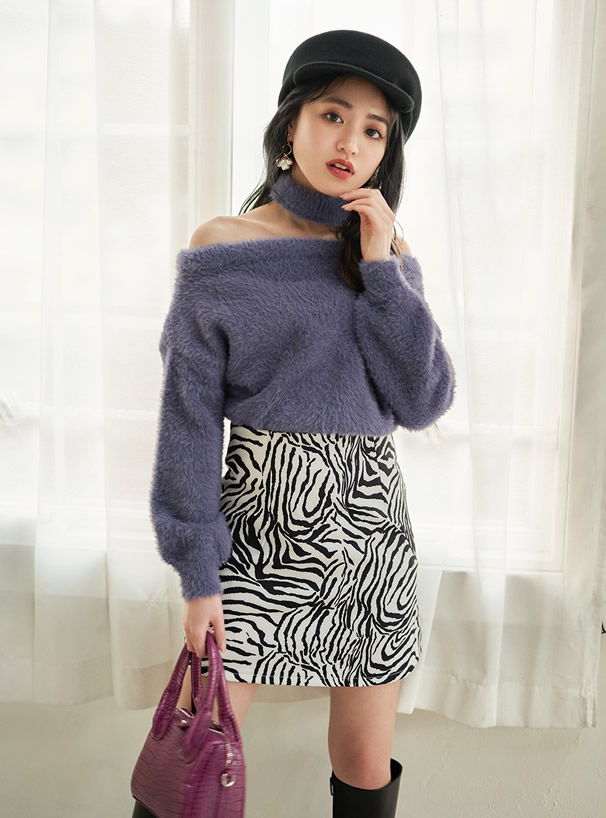 チョーカー付きオフショルダーシャギーニットトップス Mb18 レディースファッション通販のグレイル Grl 公式 チョーカー付きオフショルダーシャギーニットトップス Mb18 レディースファッション通販のグレイル Grl 公式
