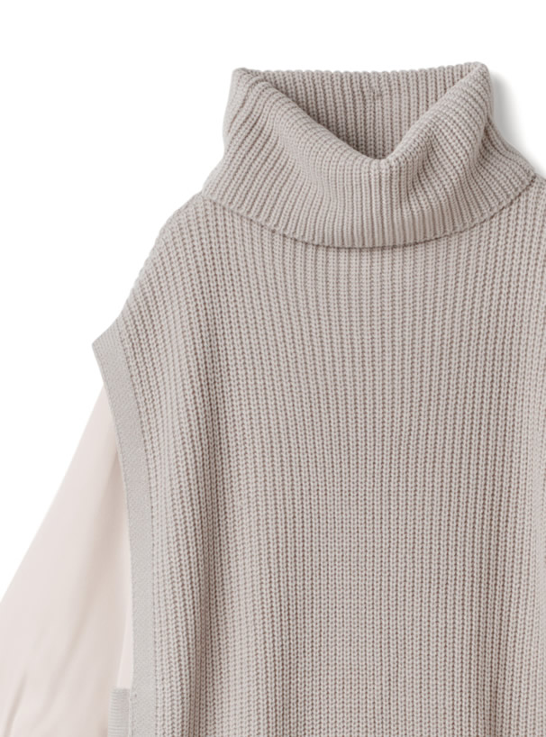 ニットロングベストXシャツワンピースセット