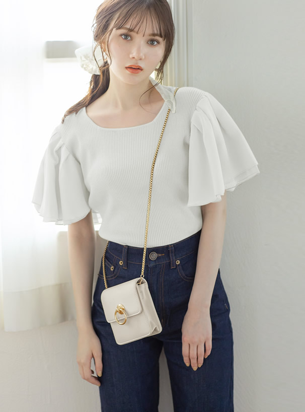 シフォンスリーブトップス