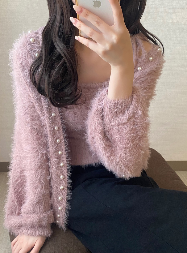 Long Shaggy Knit Ensemble Pink三上悠亜ミストレアス - ニット