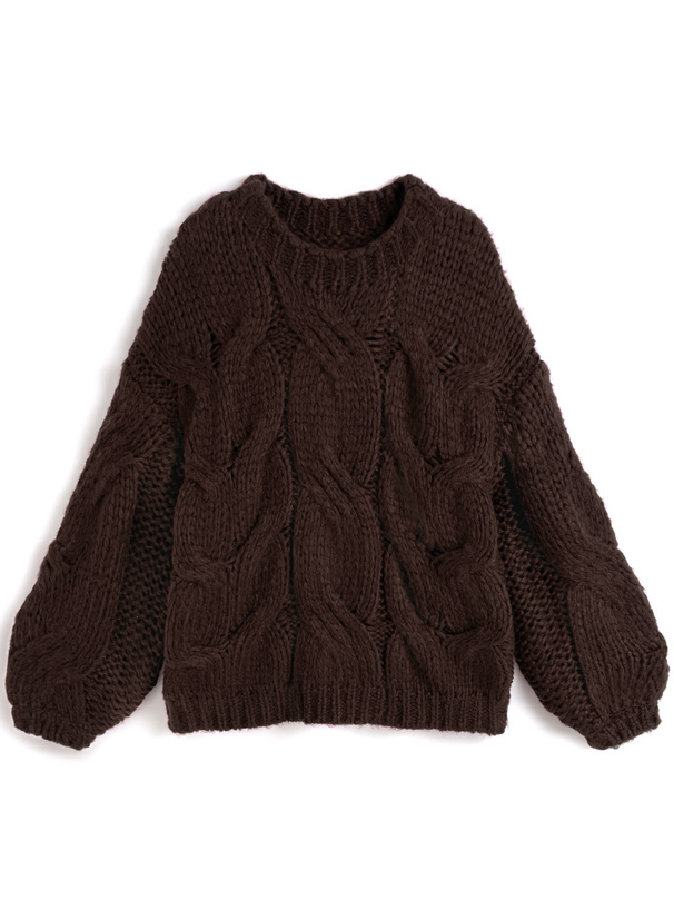 ローゲージケーブルニットトップス