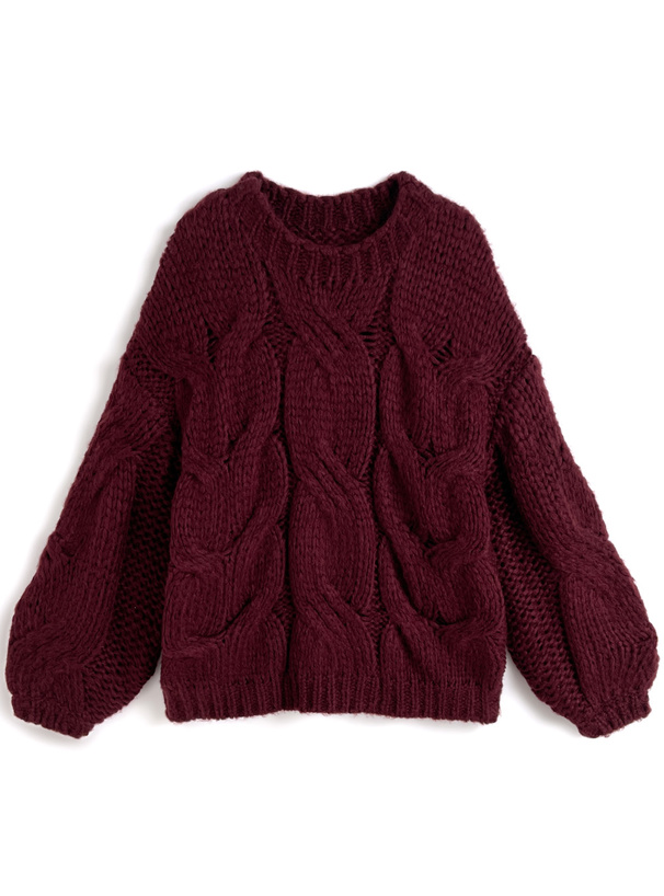 ローゲージケーブルニットトップス