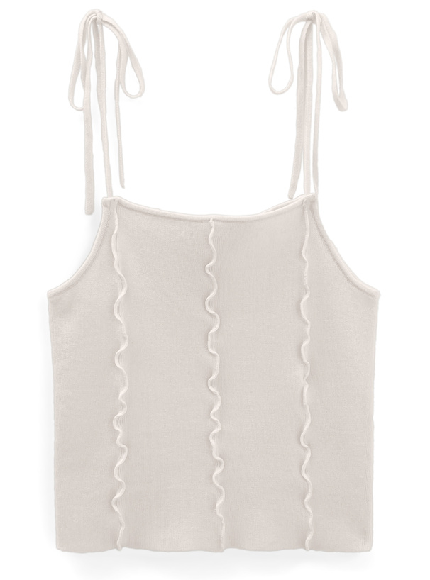 メロウリボンキャミソールxクロップド丈トップスニットアンサンブル