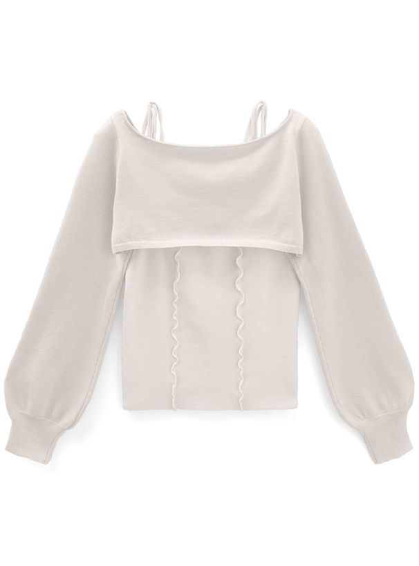 メロウリボンキャミソールxクロップド丈トップスニットアンサンブル