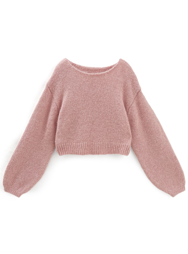 モヘヤタッチショート丈ニットトップス