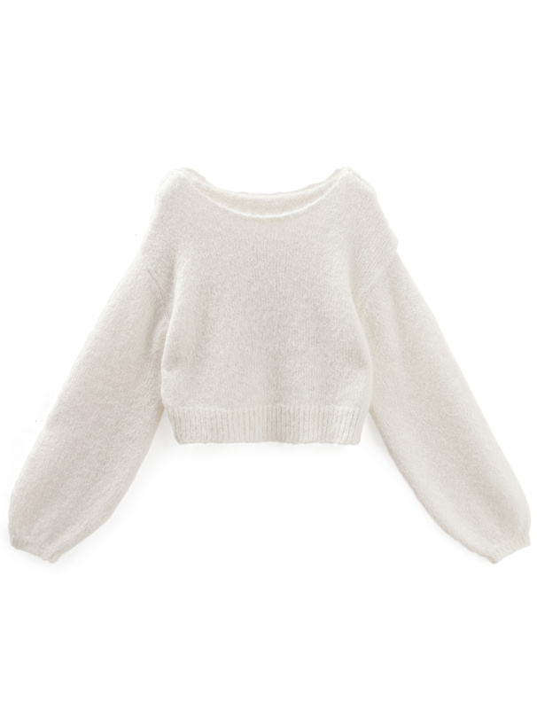 モヘヤタッチショート丈ニットトップス