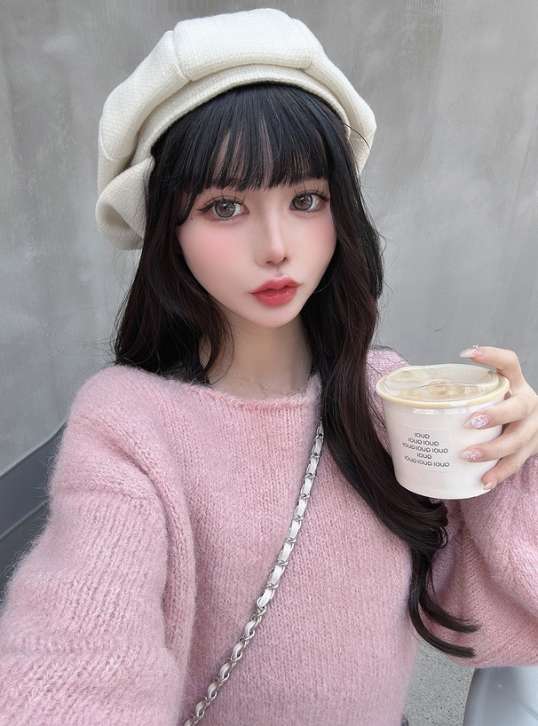 モヘヤタッチショート丈ニットトップス