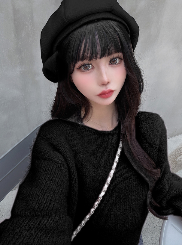 モヘヤタッチショート丈ニットトップス