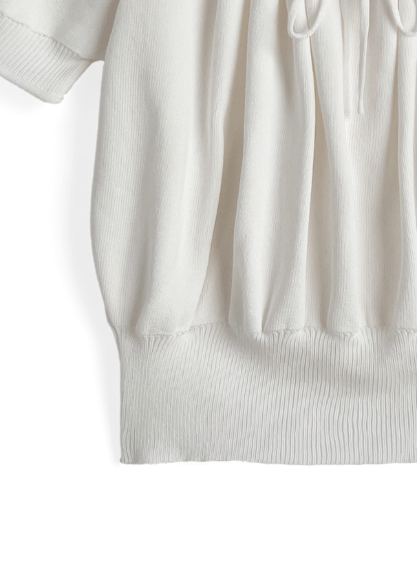 ネックドロストリボンニットトップス