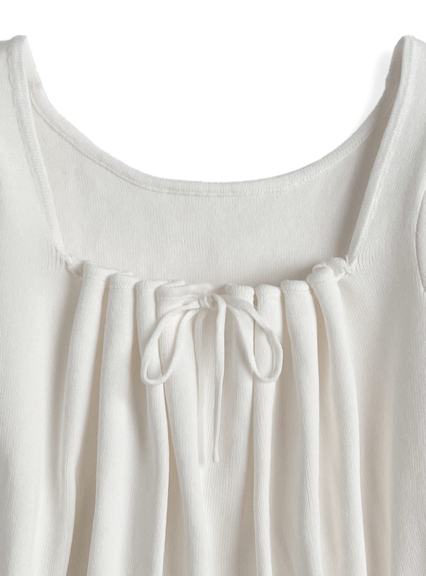 ネックドロストリボンニットトップス