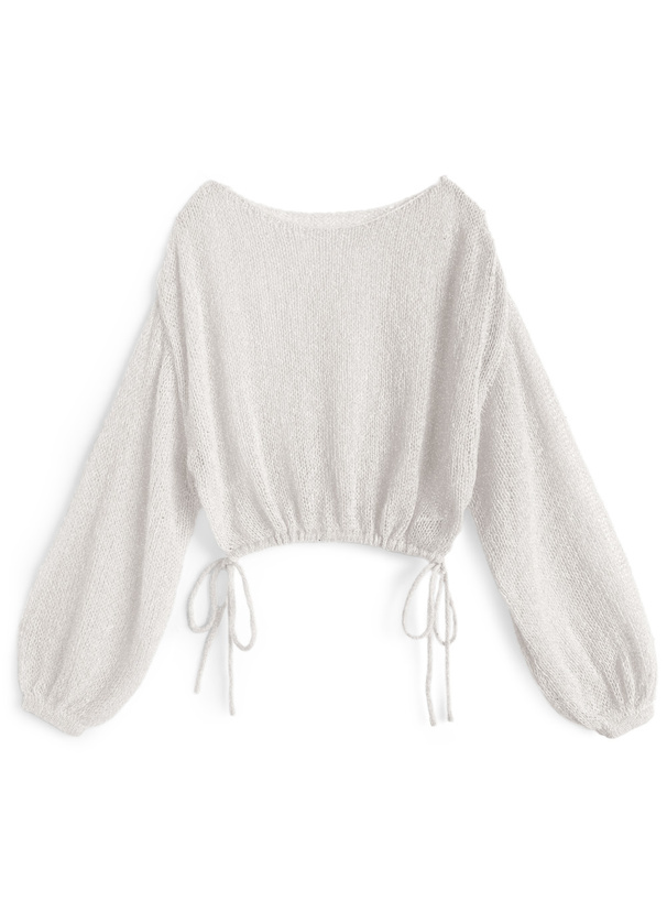 ドロストリボンラメニットトップス