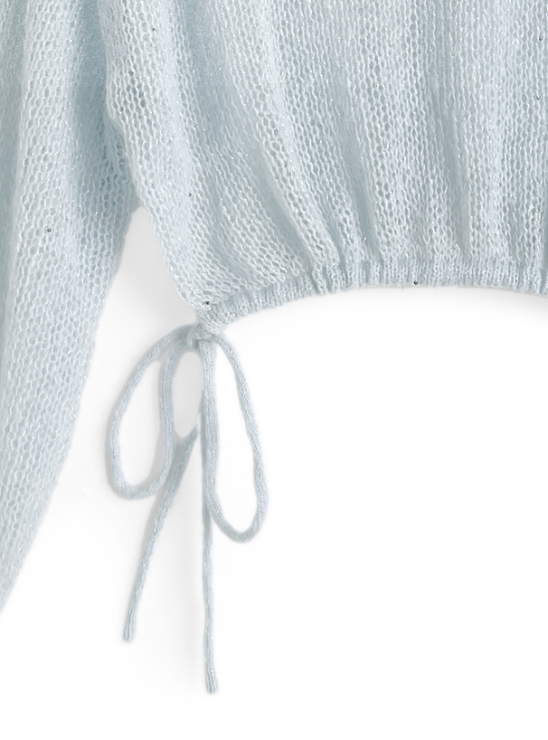 ドロストリボンラメニットトップス