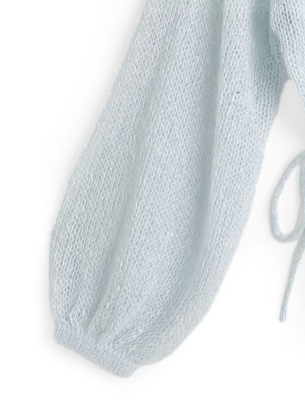 ドロストリボンラメニットトップス