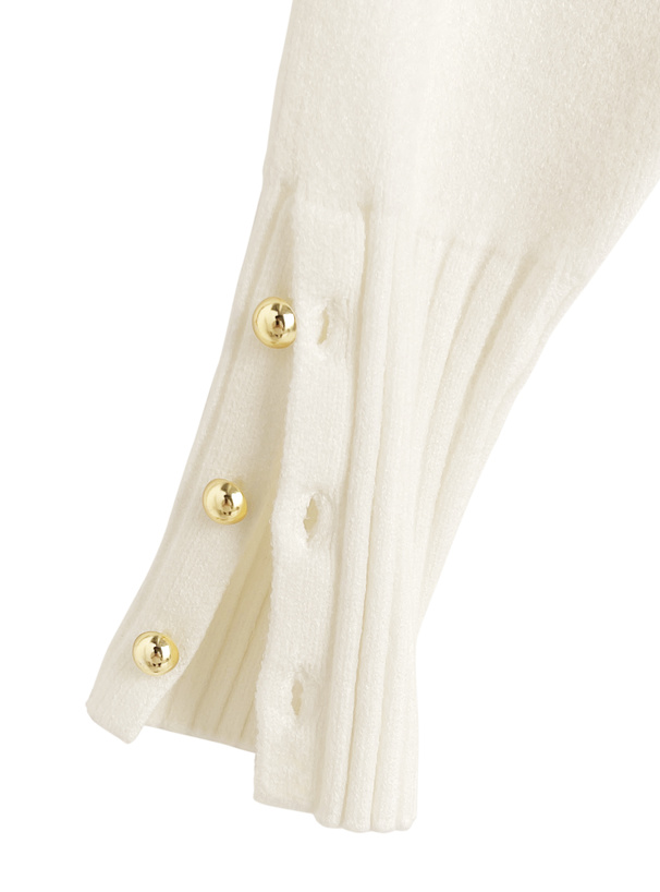 配色カラーゴールドボタンカーディガン