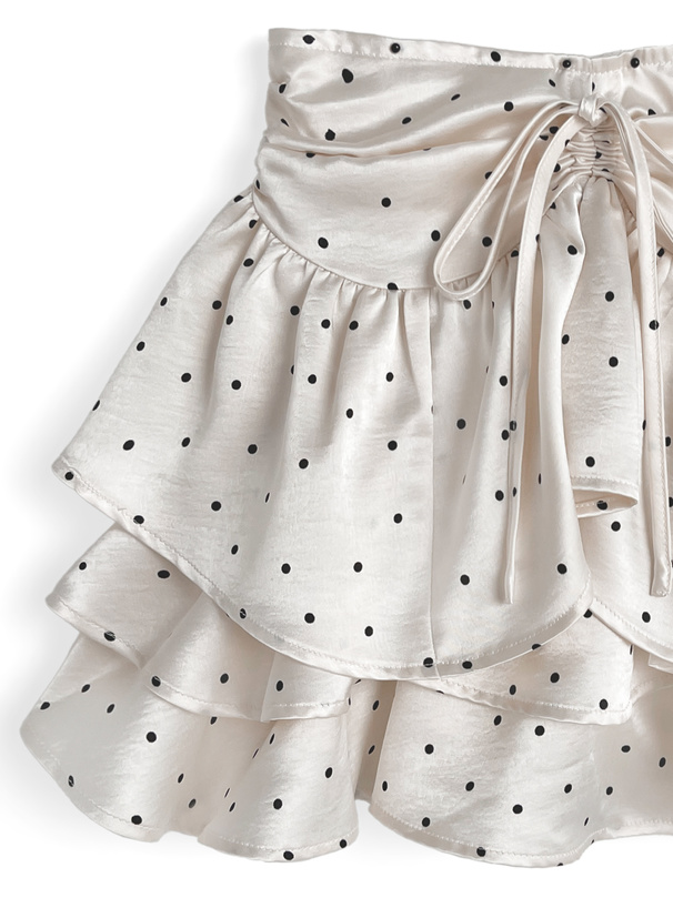 インパン裏地付きドット柄ティアードミニスカート[mb1610