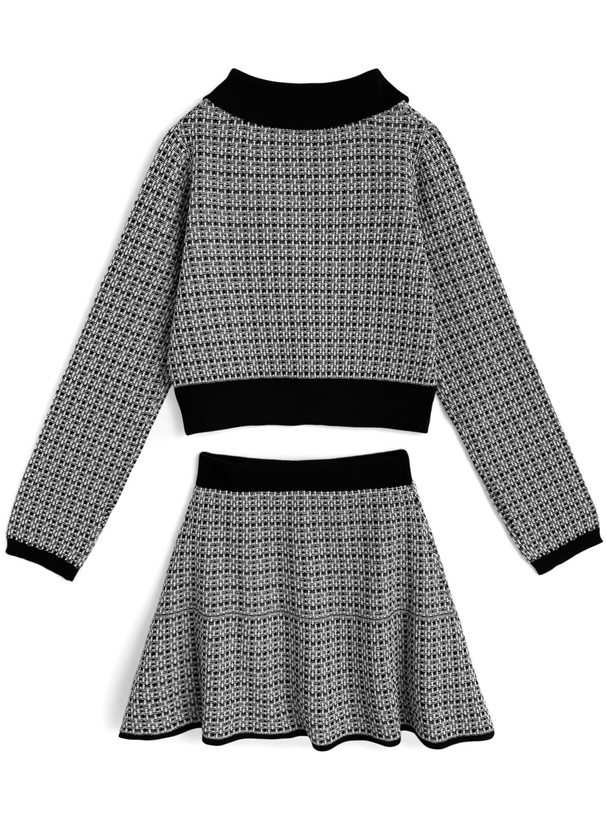 カーディガン×インパン裏地付きミニスカートラメツイードセットアップ