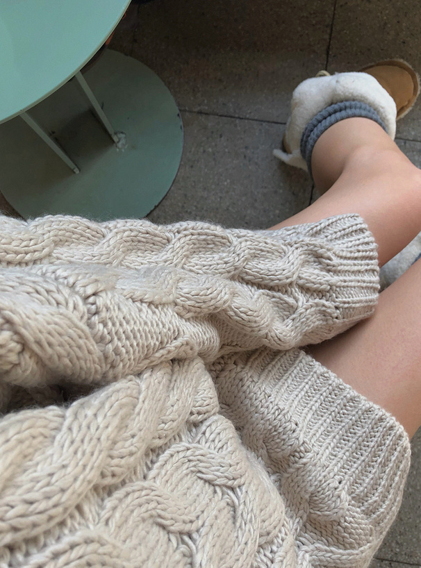 ケーブル編みローゲージVネックニットチュニック[mb1622] | レディース