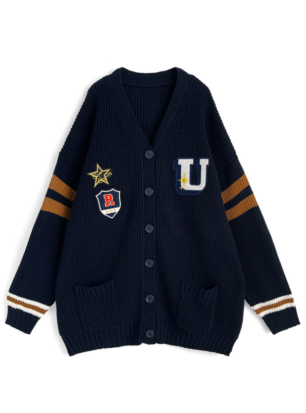 ワッペンVネックニットカーディガン[mb1623] | レディースファッション