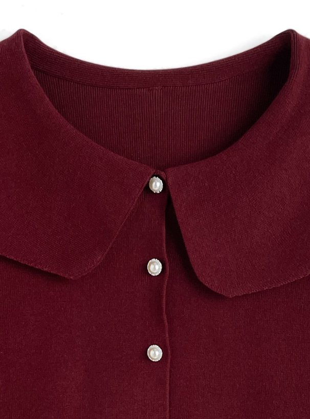 リボン付きビッグカラーニットカーディガン