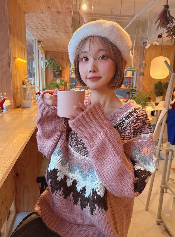 ノルディック柄ニットトップス[mb1626] | レディースファッション通販