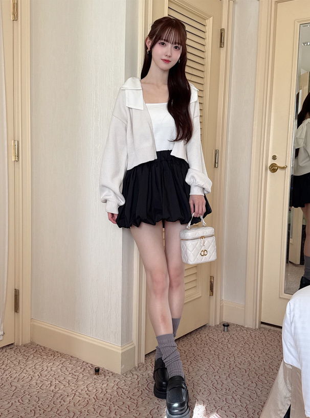 ショルダーリボンニットカーディガン