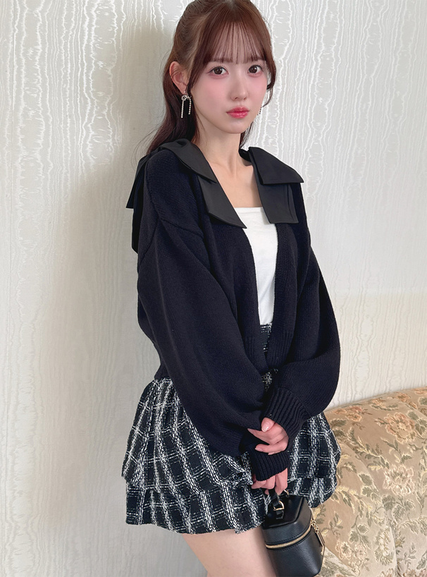 ショルダーリボンニットカーディガン
