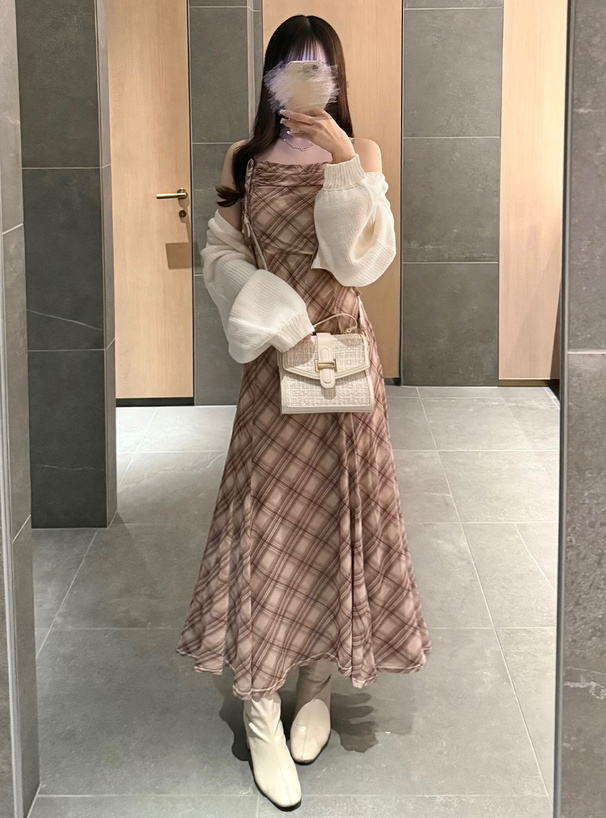 ショルダーリボンニットカーディガン