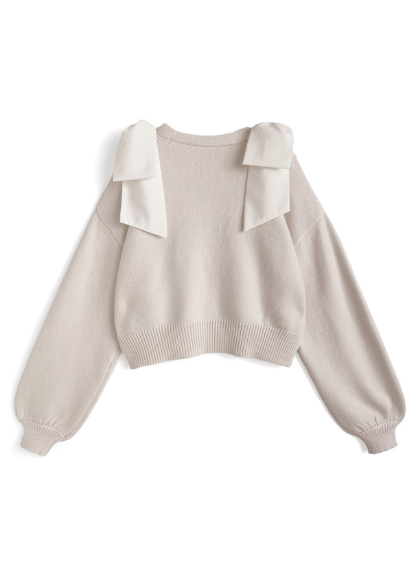 ショルダーリボンニットカーディガン