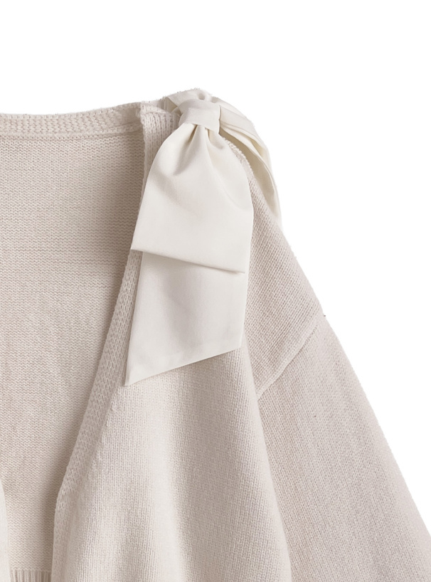 ショルダーリボンニットカーディガン