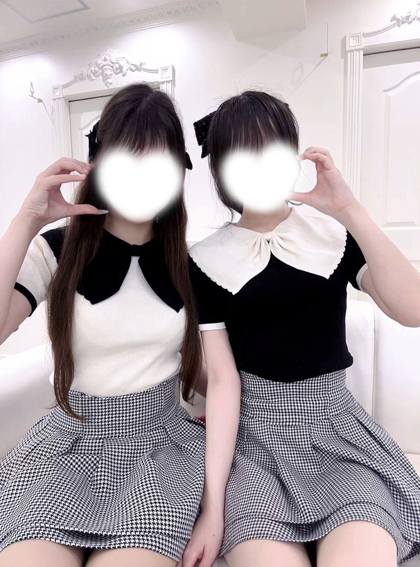 ビッグリボンカラー配色ニットトップス