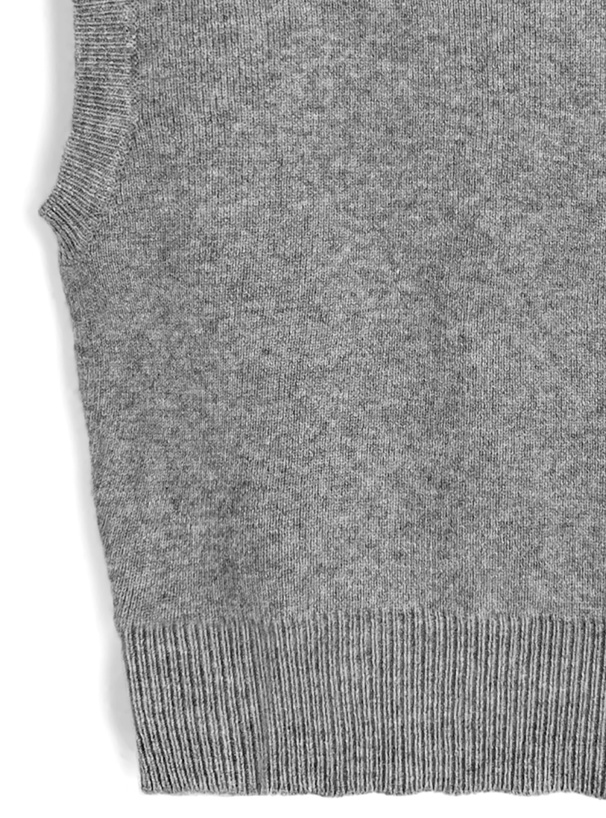 襟付きノースリーブリブニットトップス