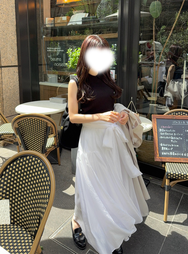 襟付きノースリーブリブニットトップス