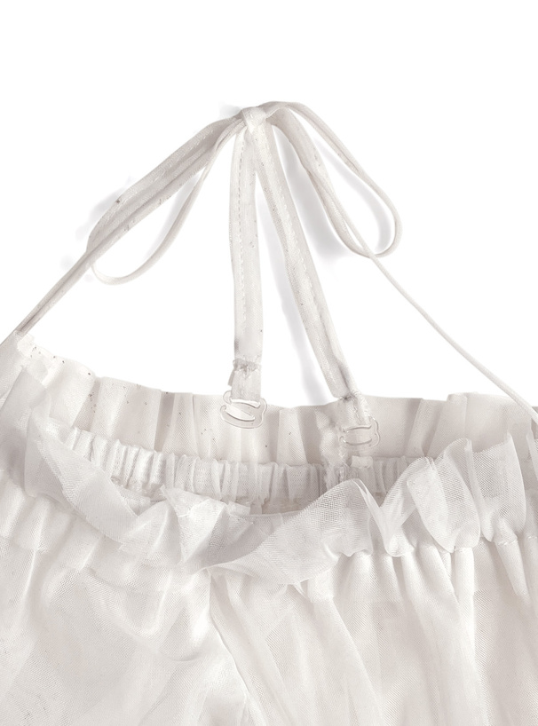 2Wayチュールトップス×ノースリーブリブニットトップスアンサンブル