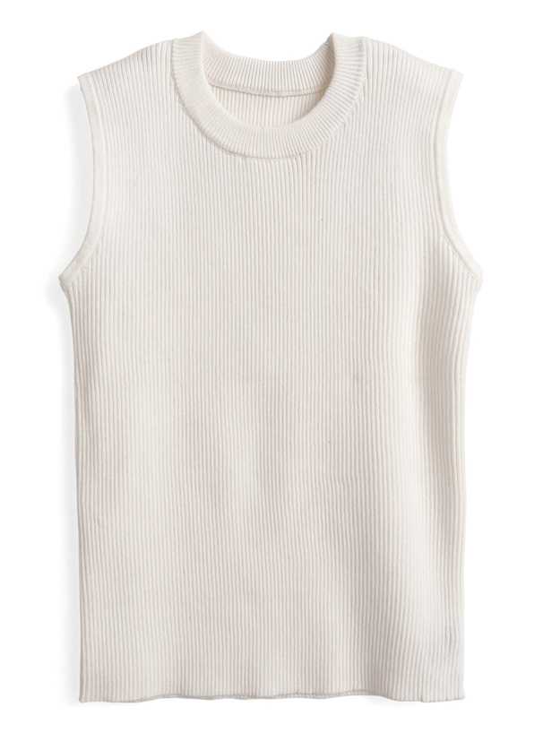 2Wayチュールトップス×ノースリーブリブニットトップスアンサンブル