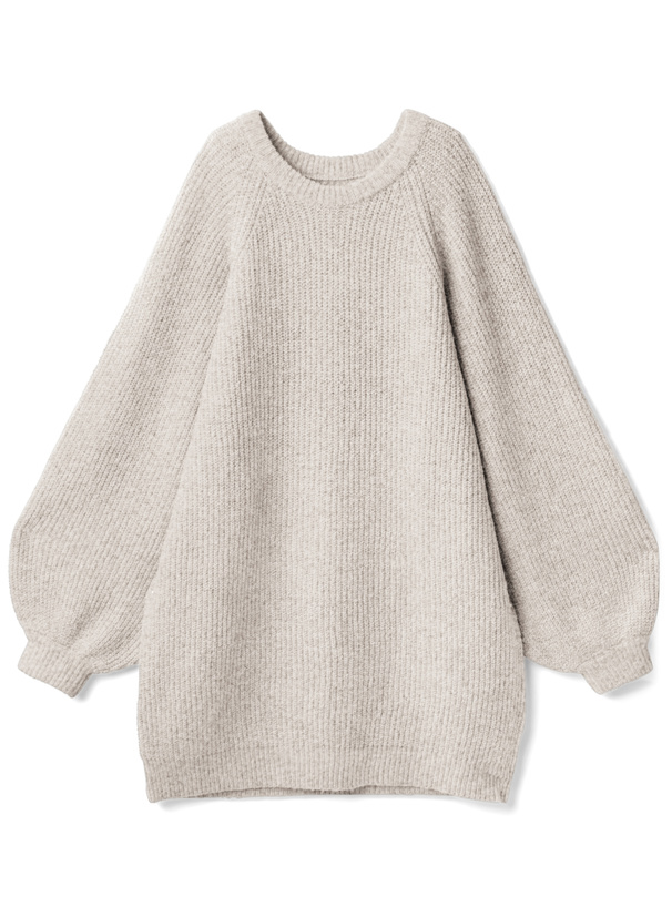 ボリュームスリーブニットワンピース