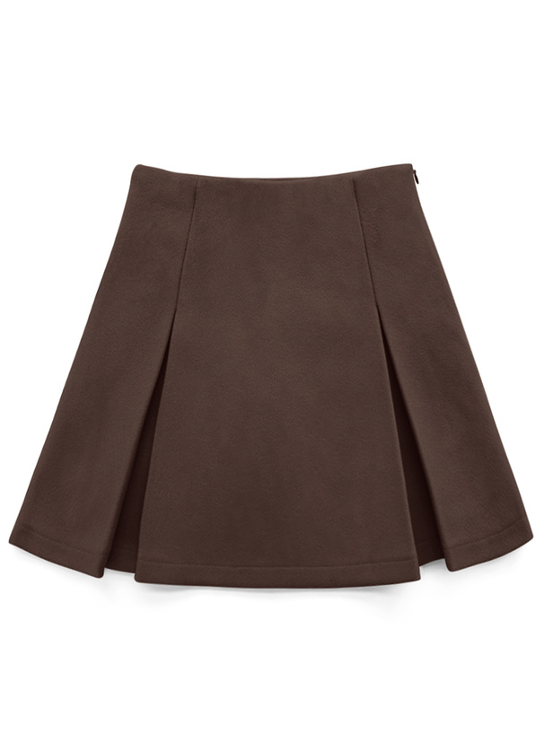 インパン裏地付ボックスプリーツフレアミニスカート
