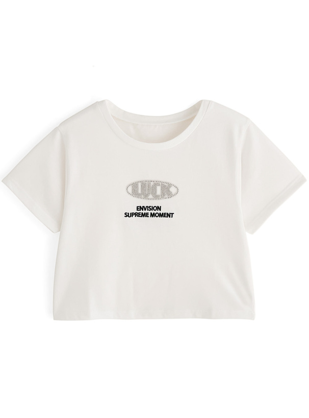 ラインストーンロゴショート丈Tシャツ[mf006] レディースファッション通販のグレイル(GRL)【公式】