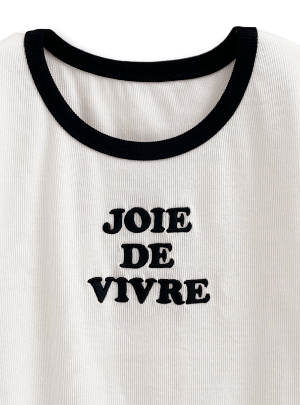 ロゴ刺繍リンガーTシャツ