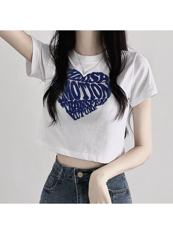 発泡ハートロゴショート丈Tシャツ